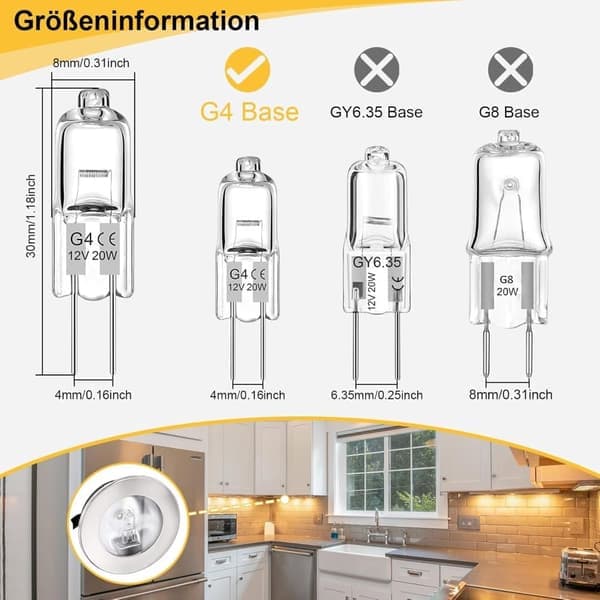 G4 Halogenlampe, Varmhvit 2800K, Dimbar 10/20W