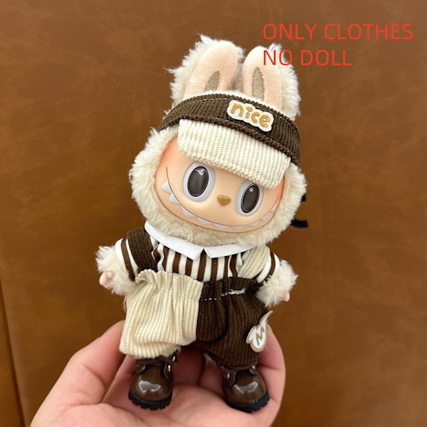 ONLY CLOTHES Söt V1 V2 LABUBU Blind Box Hänge Docka DIY Klä upp Kostym Litet Monster Haklapp Byxor Babykläder Från LBB-29