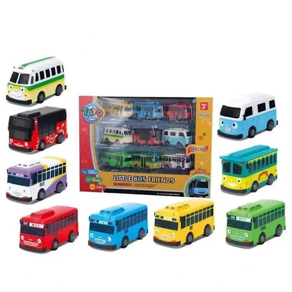 QD+9 stk./sæt med 9 cm mini modelbusser brugt til børn til at lære trafikviden legetøjsbusser drenge fødselsdagsgaver X241209
