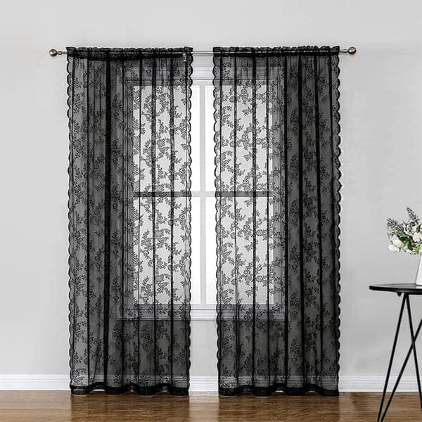 Sorte blondegardiner 2 stk Sort 100 x 200 cm