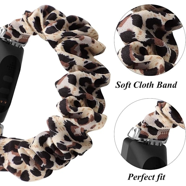 [QD]MEFEO Scrunchies Kompatibla med Fitbit Inspire 2 Armband/Inspire Leopard (Small, Leopard)