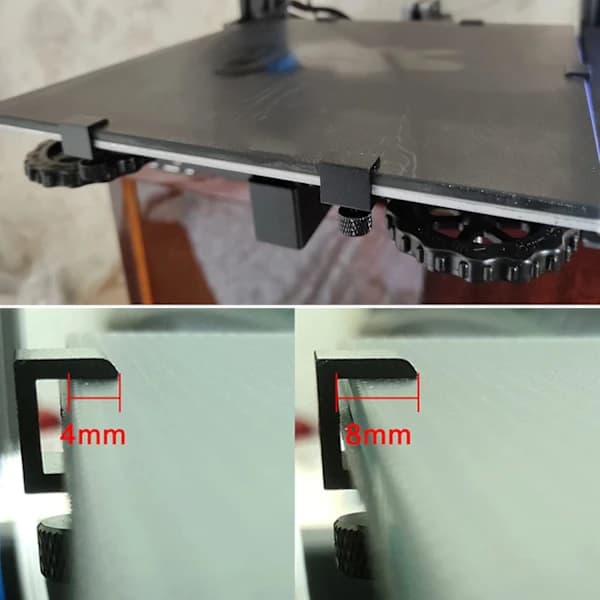 4 stk. glasbundsklemmer glashyldeholder i aluminiumslegering varm bund glasplatform monteringssæt til 3D-printer justerbart 3D-printertilbehør,