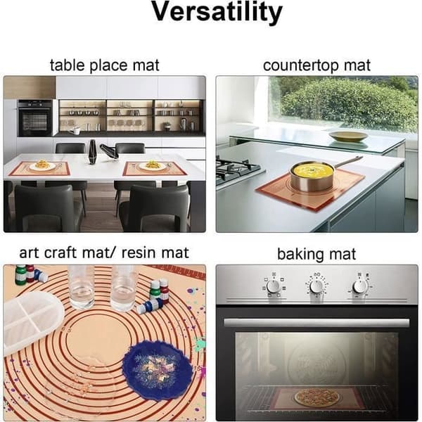 /QD/Ekstra stor skridsikker silikone bagemåtte med mål 71 × 51 cm til bagemåtte, placering/fondant (rød)