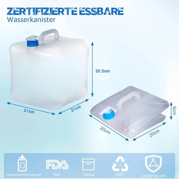 QU/Richeer 4-pack hopfällbara vattenbehållare 10L/20L Flexibel vattenbehållare Hopfällbar vattenbehållare BPA-fri för utomhuscamping