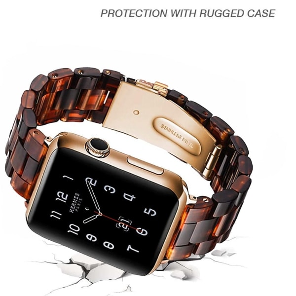 [QD] Kompatibel med Apple Watch-armbånd 38-40mm/42-44mm Serie 5/4/3/2/1, Smalt Resinarmbånd -38-40mm-Deep Honey