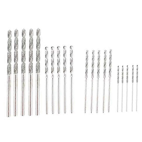 [QD] Diamantborsett 20 Deler 4 Størrelser 1mm 1.5mm 2mm 2.5mm Twist Tip Smykker Strand Sjøglass Skjell Edelstener Lapidariske
