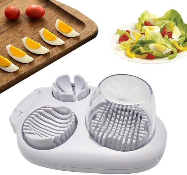 Eggdeler - 3-i-1 rustfri ståldeler - For egg og sopp - Presisjonskutter - Kjøkkenhjelp