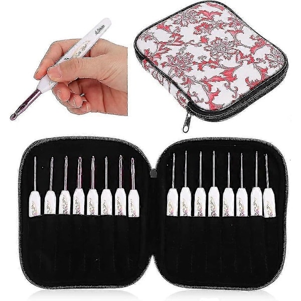 Virknålsset 16 st med Portabelt Fodral för DIY Handstickningskonst för Älskare (Blå) - Pink_QF