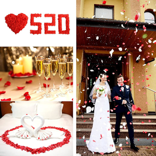 \"QD\" 2000 stykker roseblader, kunstige silkeblomster, røde roseblader for bryllup, forlovelser, fester, romantisk dekorasjon