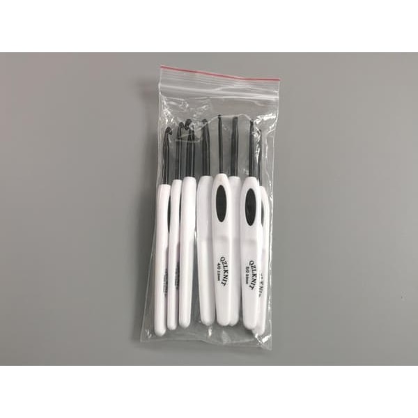 N140 - Set med 8 snygga ergonomiska virknålar Svart / Vit_qq