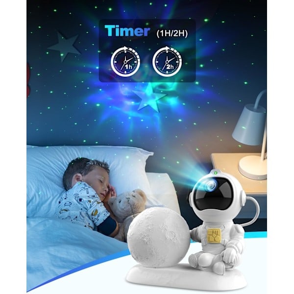 [QD] Kaishengyuan Astronaut Galaxy Projektor, Stjernehimmelprojektor til Børn og Voksne med Nebulagenerator, Timer og Fjernbetjening