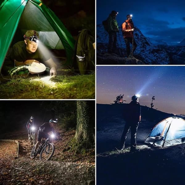 LED Hodelykt - Oppladbar Hodelykt - Vanntette Høyeffekts Hodelykter for Fiske og Camping