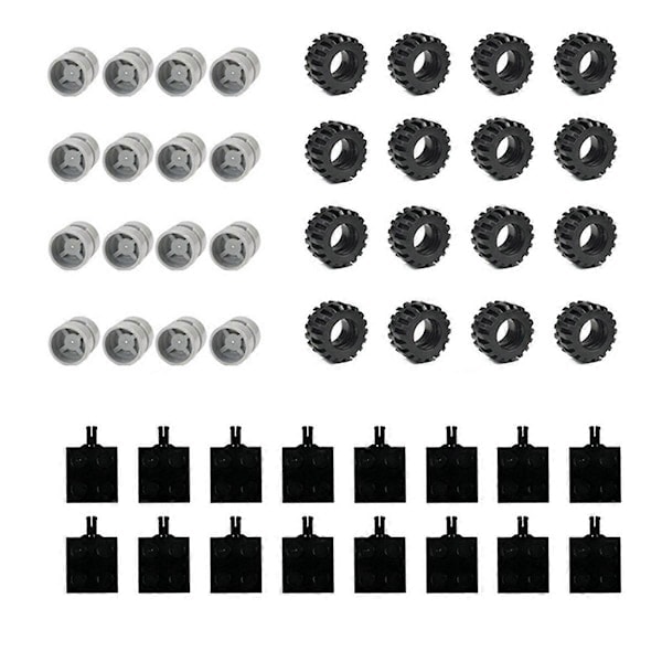 QU/48 st Mini Hjulaxlar Paket Block Biltillbehör Däcknav Klassiska Byggklossar Barn DIY Leksaker
