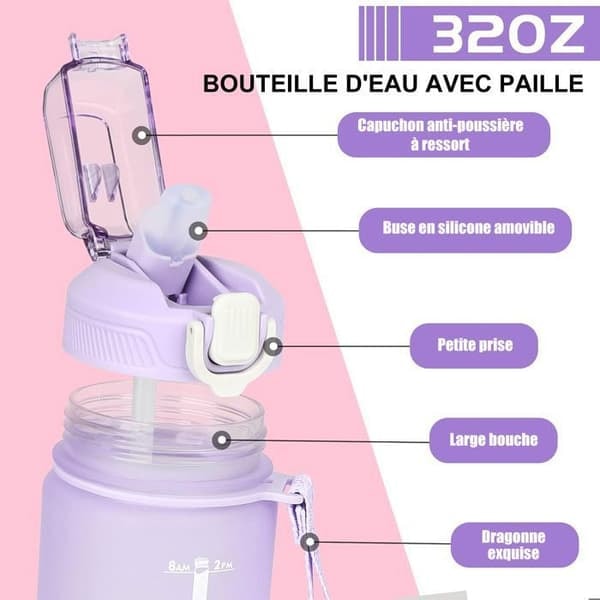 /QD/Urheilupullo - Ei määritelty - 1L - Liukuvärjätty violetti - Ajan ilmaisin - 360° vesitiivis