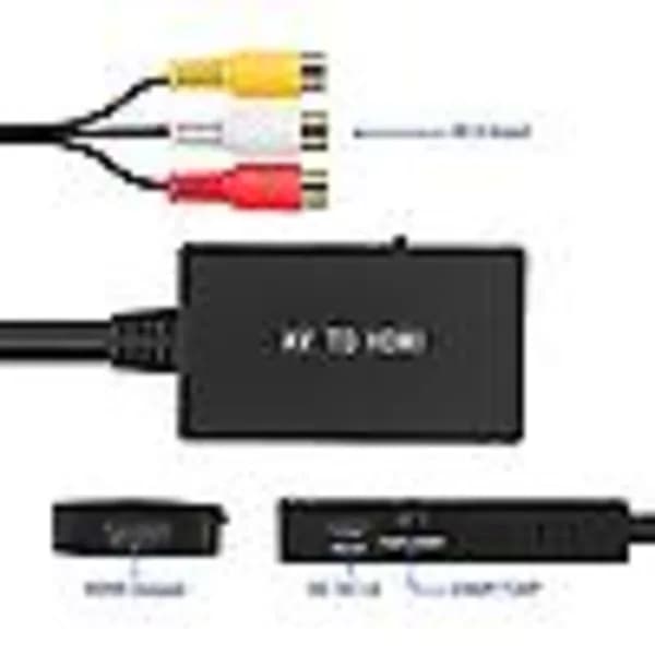 RCA till HDMI-omvandlare, komposit till HDMI-adapter stöder 1080p PAL/NTSC