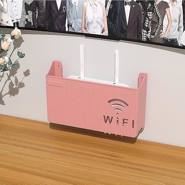 Trådlös WiFi Router Hylla Förvaringslåda, Väggmonterad ABS Plast Organizer Box, Kabel Strömfäste Organizer Box (vit) svart