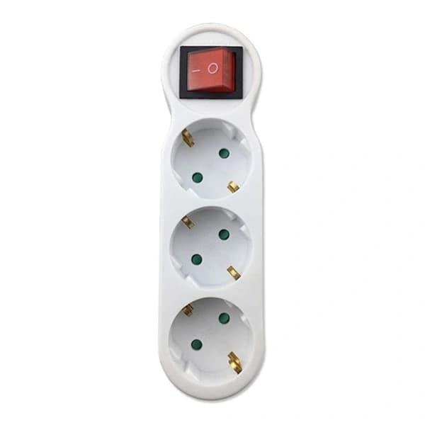 3-vejs stikadapter med strømafbryder, 3-vejs rund multistik multi-stikdåse fordeler stik-XF29-