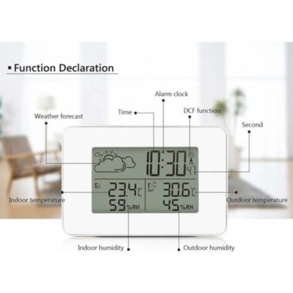 QU/Trådlös Väderstation Hygrometer Inomhus Utomhus Termometer med Utomhussensor LCD-Display Digital Temperatur Luftfuktighet Mon