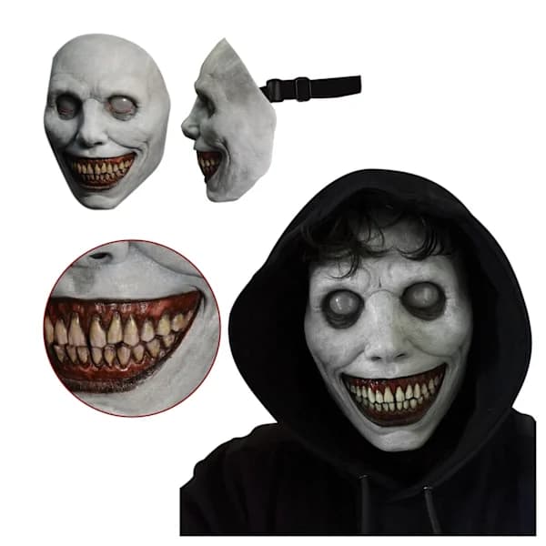Smilende Dæmon Horror Maske hvid