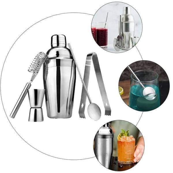 5-delt cocktailsæt, barsæt, shaker 700 ml - Rustfrit stål