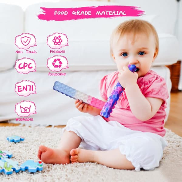 2 st Fidget Stick Popper Leksaker, 3-i-1 Antistress Tryck