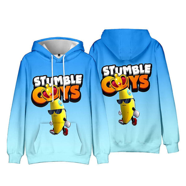 Stumble Guys Barnhuvtröja med 3D-tryck, Långärmad med Fickor för Pojkar och Flickor, Halloween- och Julklappar*QN