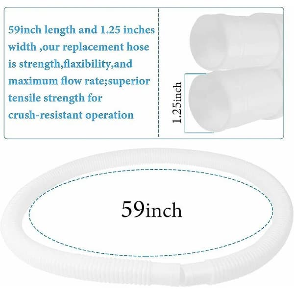 Erstatningsslange til Intex poolpumpe - Tilbehør 1,25 \" diameter og 59 \" lang (2-pak)