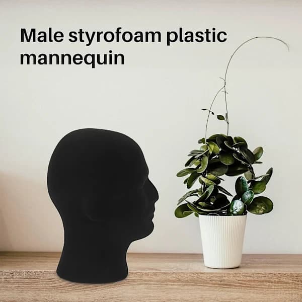 QU-Skum mannequin hoved til mænd, model til parykker, briller, hatte, sort displaystativ, A