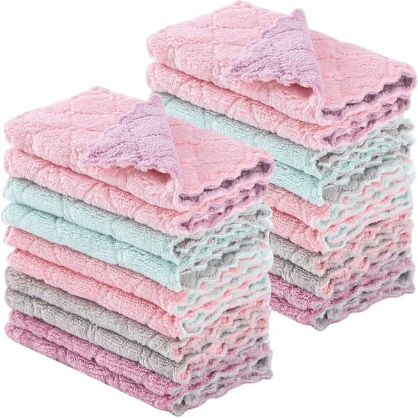 20-pack högkvalitativa, superabsorberande kökshanddukar i korallfleece, slumpmässig färg