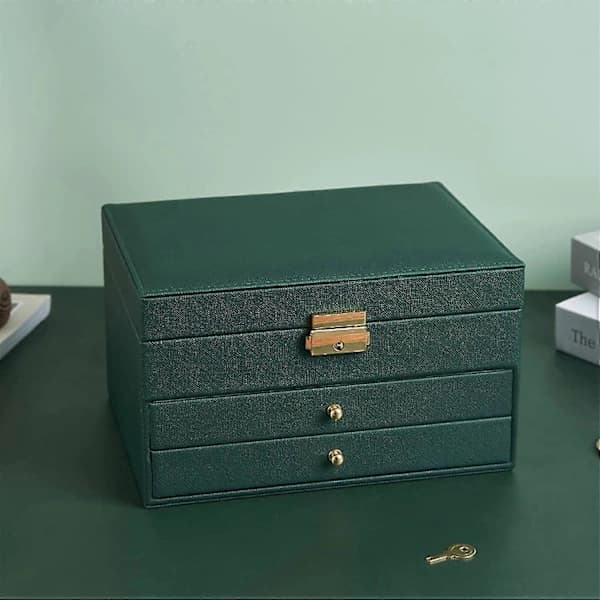 Smykkeskrin Organizer 2 Lag (Grøn)