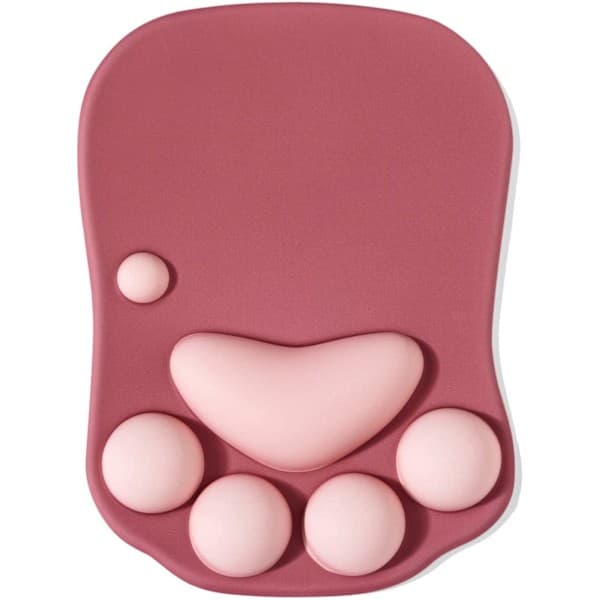 QU) Musemåtte med håndledsstøtte, rød, ergonomisk musemåtte, Kawaii Cat M