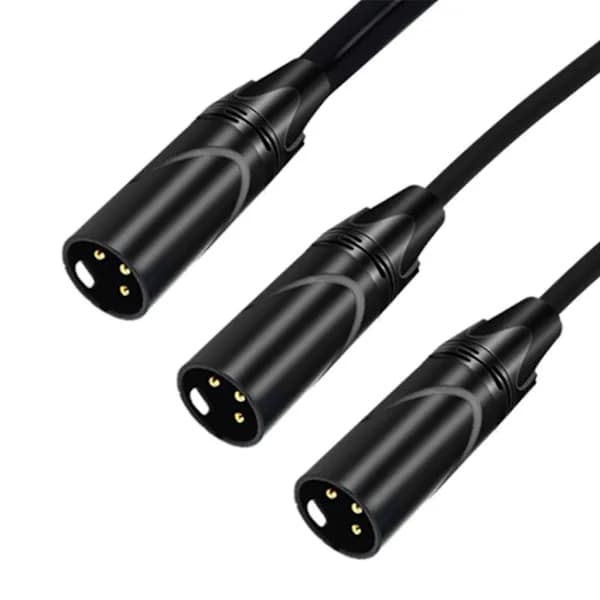 3-Pin XLR Han til Dobbelt 2 Han Stik Y Splitter Adapter Lydkabel Sort