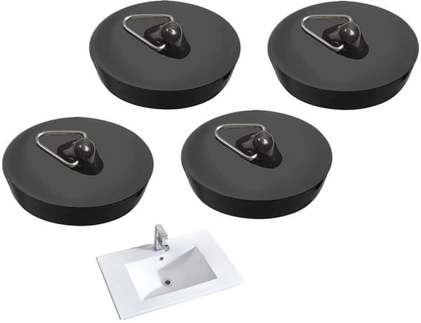 Universal afløbsprop sæt, anti-tilstopning holdbar lugtfri gummi prop til vask badekar og bruser, sort, 4-pak