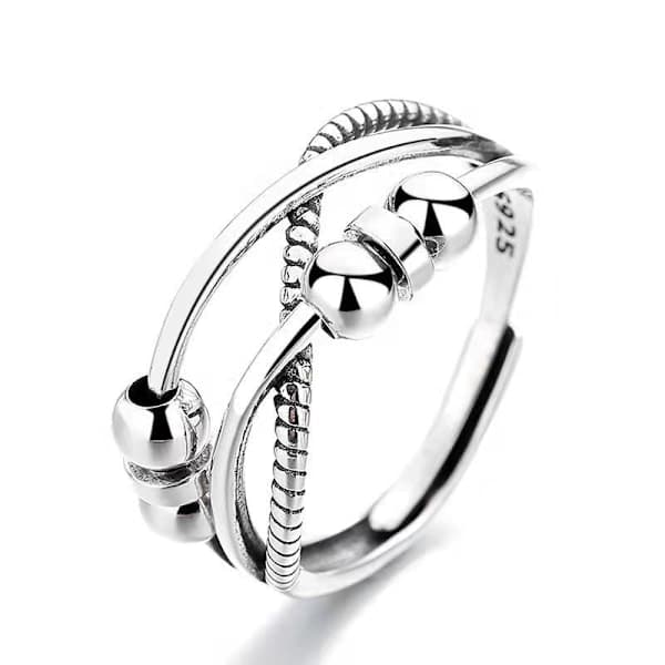 5 stk. Ringe med Justerbar Åbning, Fidget Ring med Perle