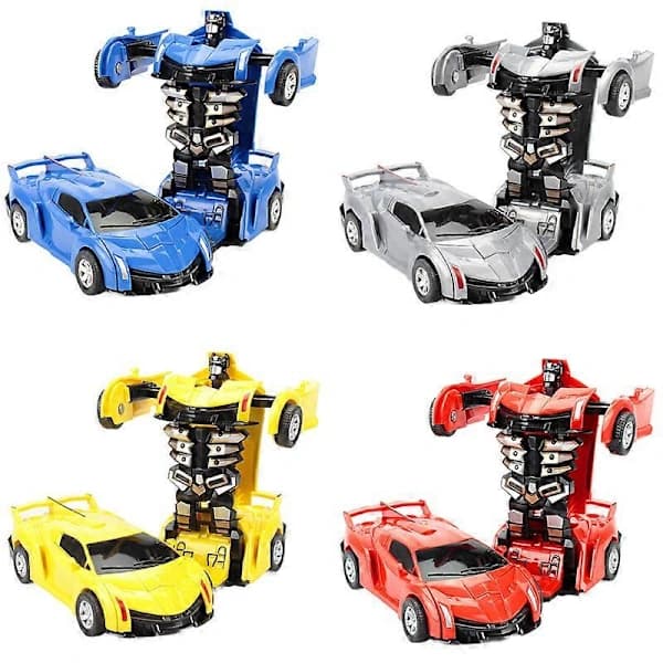 To-i-en transformerende robotbil Lamborghini model mini automatisk transformerende robotlegetøj Blå
