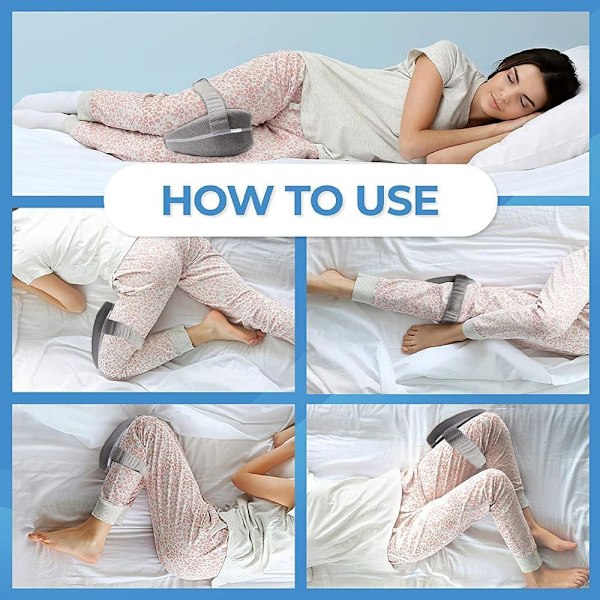 QU/Smooth Ryggmärgsinriktningskudde för Memory Foam-kudde och Knäkudde för Sidosovare Lindrar Höft- och Benvärk Lake blue