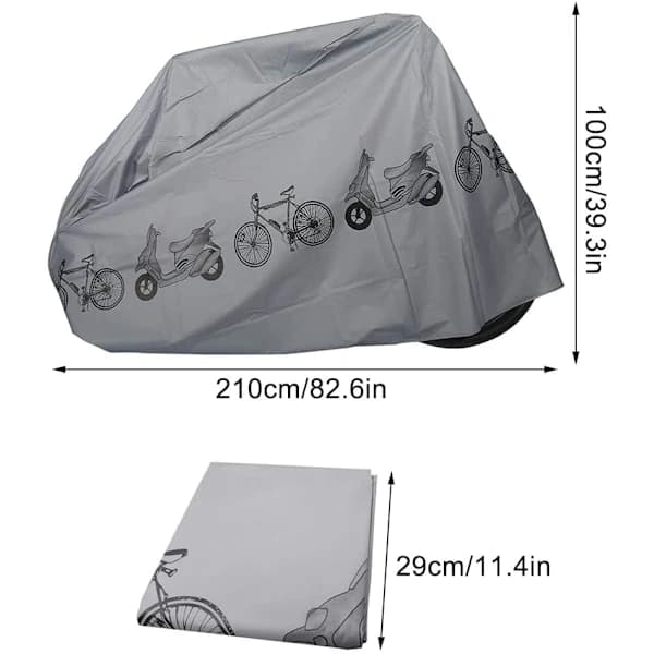 Vattentätt cykelöverdrag Slitstark polyester för MTB-cyklar Utomhusresor 210 x 100 cm Grå