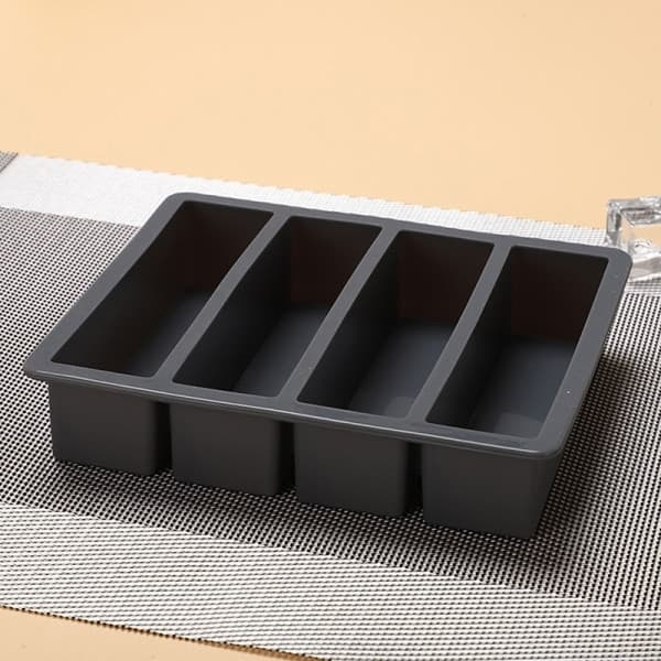 1 st 4 fack lång isbitsform silikonkuber fyrkantig DIY C Grå onesize