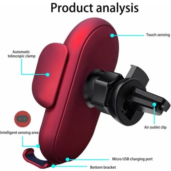 #QD#15W trådløs biloplader Trådløs telefonholder Automatisk fastspænding Bilinduktion Oplader Clipholder til alle enheder Blå