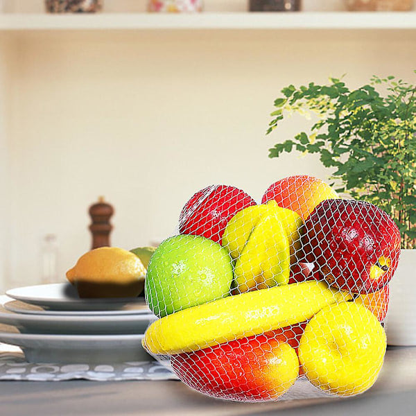 QD-Realistiskt Konstgjort Fruktset - 12 Blandade Frukter för Realistiska Fotorekvisita och Heminredning frukt