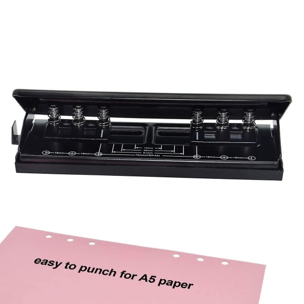 QD-Justerbar 6-hulls hullmaskin med posisjoneringsmerke, daglig papirhullmaskin for A5-størrelse seks ringpermplanleggere - påfyllingssider