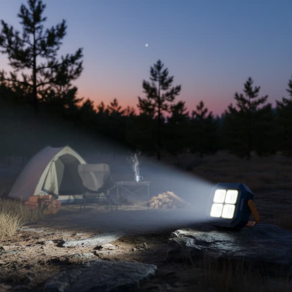 Solar Camping LED-lys, 4 lysmoduser, langvarig batteri, for utendørs camping, nødsituasjoner, nattmarkedsboder
