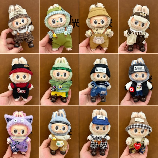 ONLY CLOTHES Söt V1 V2 LABUBU Blind Box Hänge Docka DIY Klä upp Kostym Litet Monster Haklapp Byxor Babykläder From_qd LBB-65