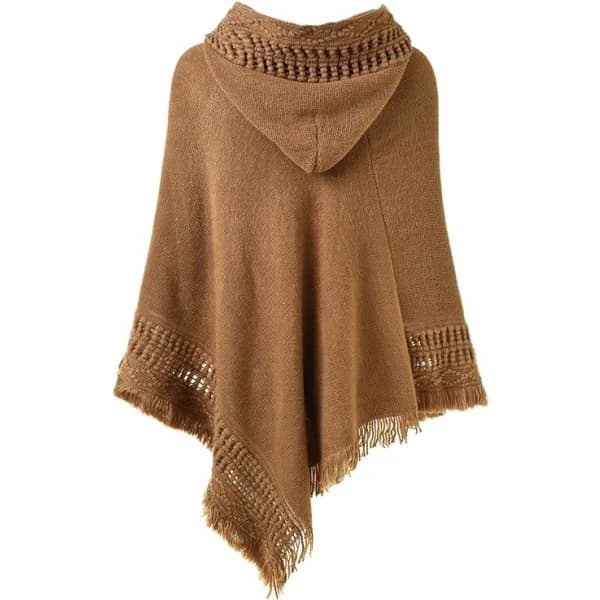 Virad huva Poncho Cape (khaki) för höst- och vinterdamer