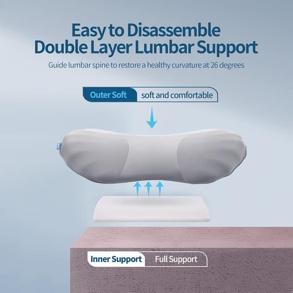 Adjustable Lumbar Pillow for Sleeping Made of Memory Foam, Back Support Pillow for Lower Back Pain Relief, Back Pillow for Sleeping