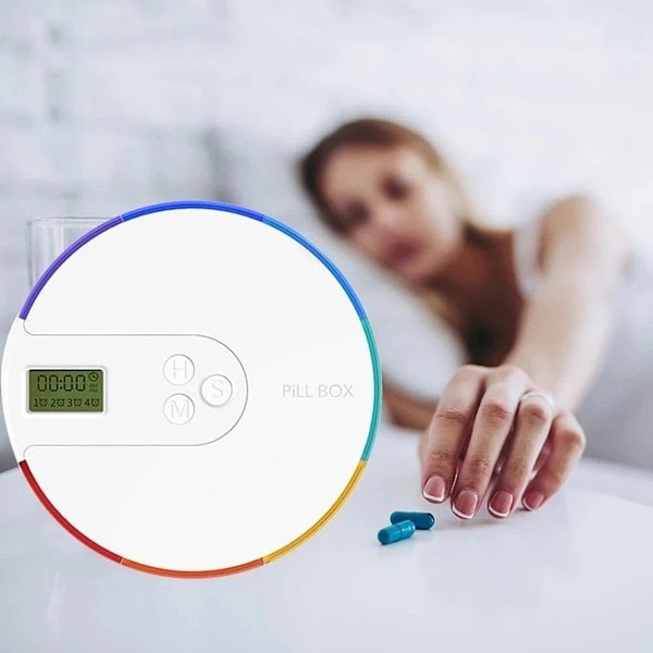 Secure Locked Automatic Pill Dispenser, Personal Portable Electronic Medicine Organizer, Smart Timer Pill Reminder for Accurate Dosing