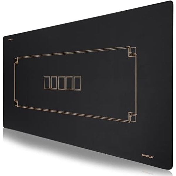 [QD] 180x90 cm Texas Hold'em Pokermåtte, Ekstra Vandafvisende, Støjreducerende og Premium Bæretaske (Sort og Champagne Guld)