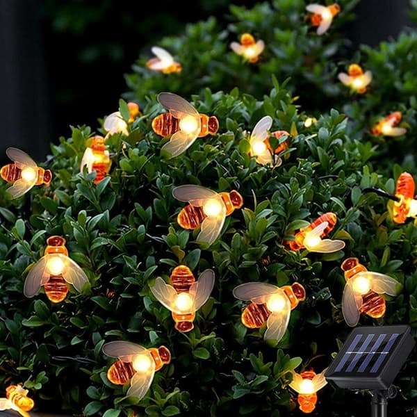 \"QD\" Trädgårdsbi solcellsdriven LED-ljusslinga, 6,5 m 30 lampor