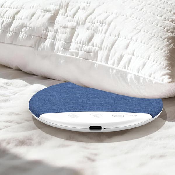 Bluetooth puthøyttaler med hvit støy, sovetimer og ikke-i-øre-lyd for avslappende netter, blå