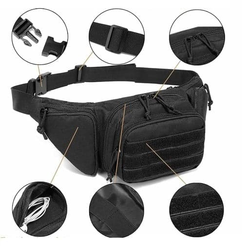 Udendørs Midjetaske 800D Oxford-Nylon Sort
